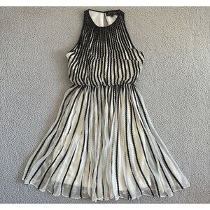 Geisha Designs Anthropologie Dress Black White Pleated‎ Cocktail Party